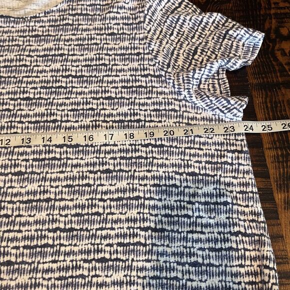 Pure Jill Shirt Womens 2X Blue White PJ Seamed Asymmetric Tee Linen Rayon Top - Picture 5 of 6